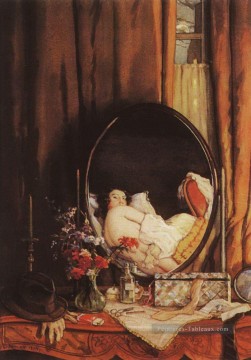 réflexion intime dans le miroir sur la table d’habillage Konstantin Somov Peinture à l'huile